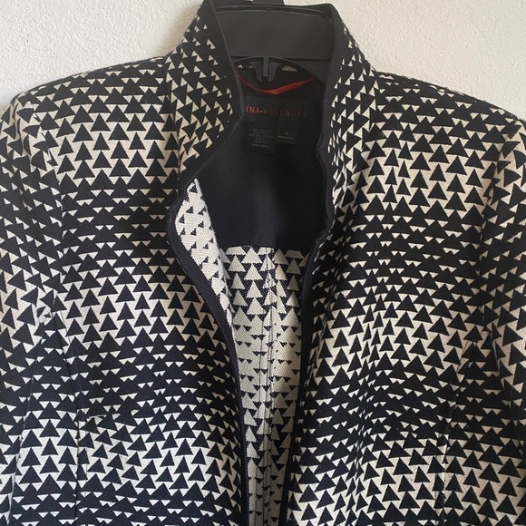 $795 NINA MCLEMORE JACQUARD DIAMOND WOOL BLEND OFFICE SIREN DESIGNER CAR COAT6 - Picture 9 of 15